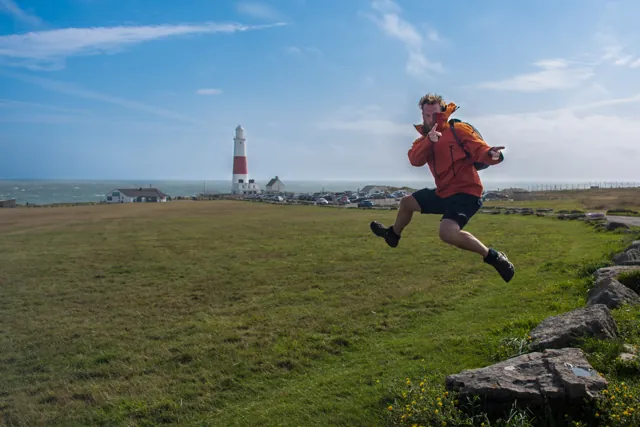 Rounding the Isle of Portland with only a day-pack. I feel so light, I can flyyyy!