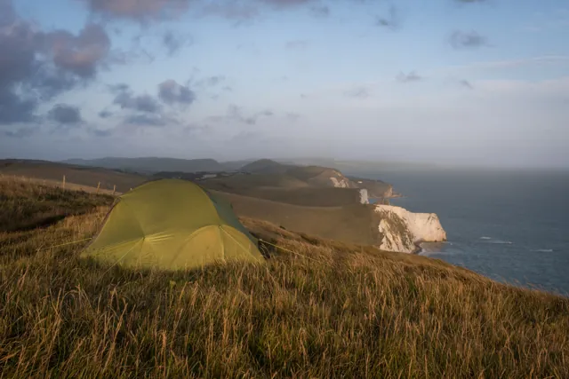 Perched up on the hill along from White Nothe looking down onto Bat's Head