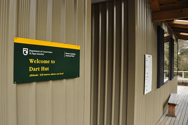 We reach the very large and modern Dart Hut and stop for a breather