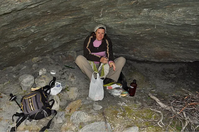 We took cover in this small cave and had a cold and blustery lunch