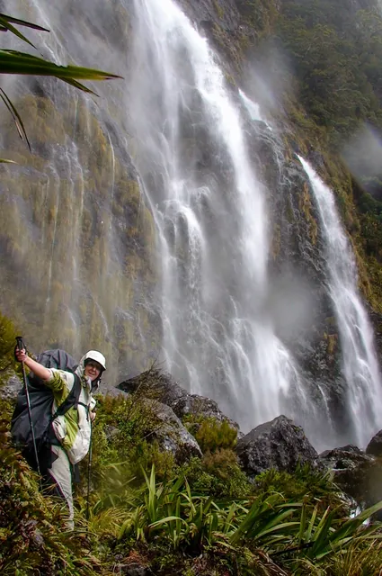 Gill beneath the stunning Earland Falls in full flow