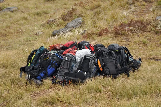 Our packs were placed together ready for the helicopter transportation