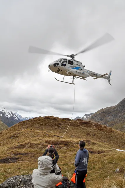 First task was for the helicopter to take everybody's backpacks to the Harris Saddle Shelter