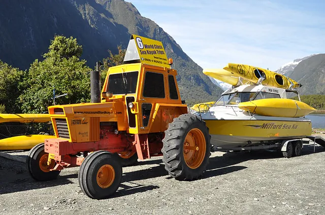 Rosco's boat loaded up and ready to take us half way up the fiord