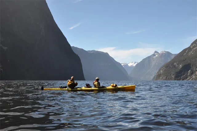 Our guide Ben at the back looks like he's ben eating too many pies. The kayak is almost pulling a wheely