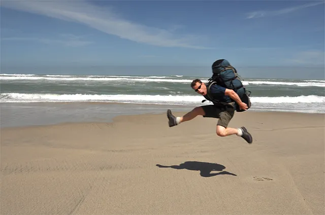 That's not a bad jump with an 18kg backpack on!