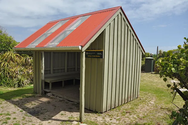 Katipo Creek Shelter. You can camp here, but the setting is not doing the majestic coastline justice