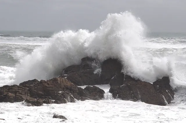 Some awesome crashing waves against the rocks
