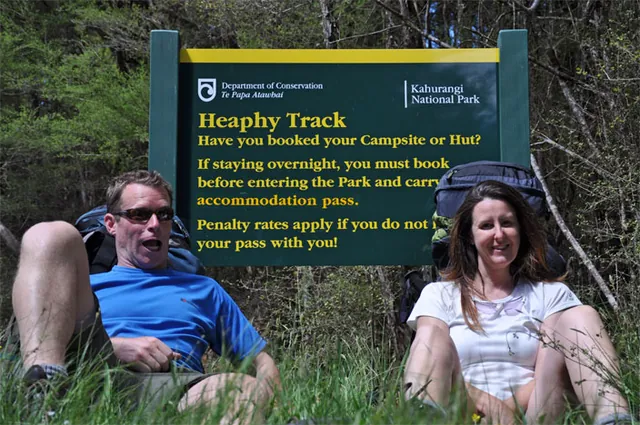 The start of the 78.4km track at the Brown Hut side