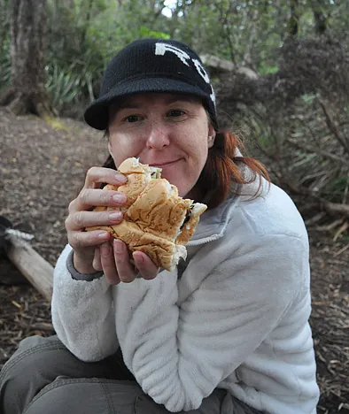 After the fish starter, we progress to burgers - the last of the meat for the trip