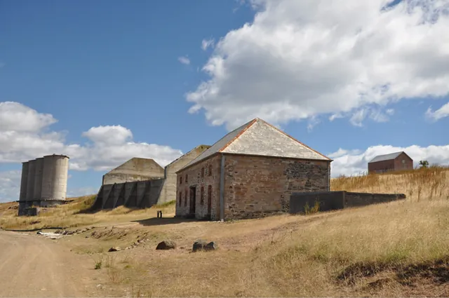 The visitor's centre and the old cement silos in the background