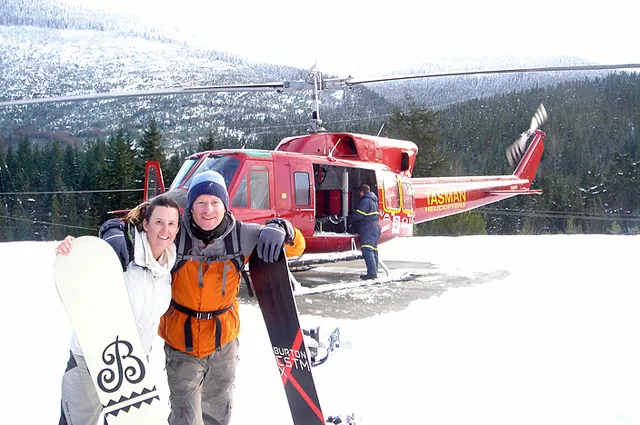 Getting ready to take off from Whistler Heli-Skiing helipad