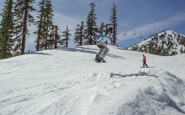 Gill in the early days of jumping practice. Mammoth had some great beginners learning terrain parks away from the pressure of the main parks
