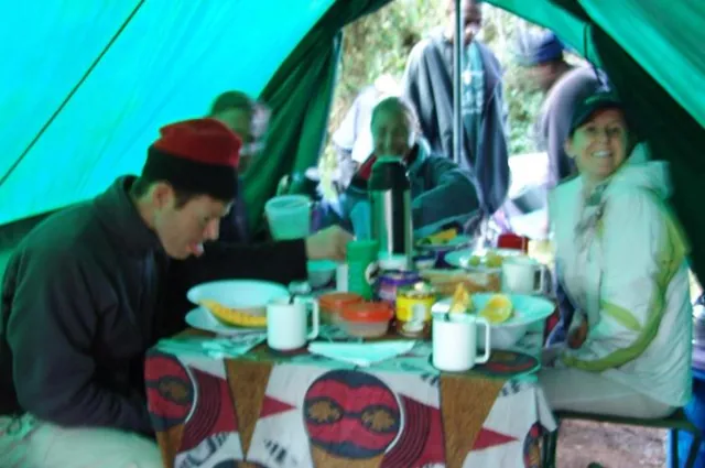 A hearty breakfast is served in our mountain restaurant