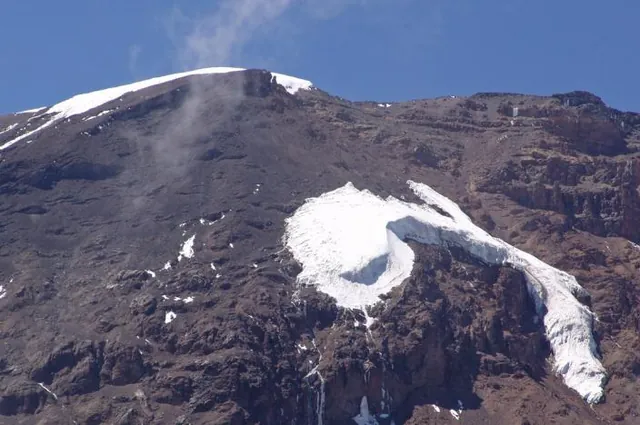 The glaciers on these lowers slopes are melting rapidly