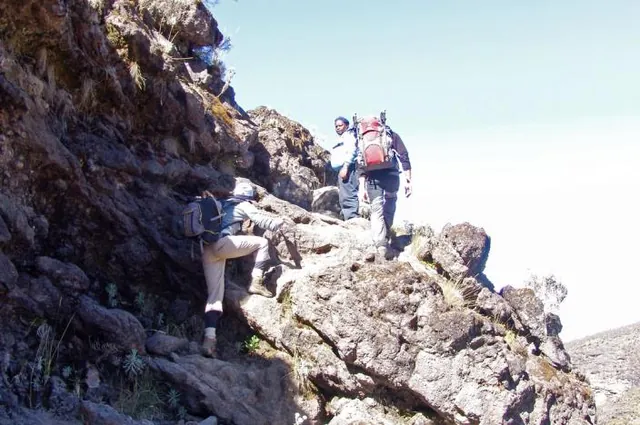 The wall is a mix of paths, scrambling and some minor rock climbing