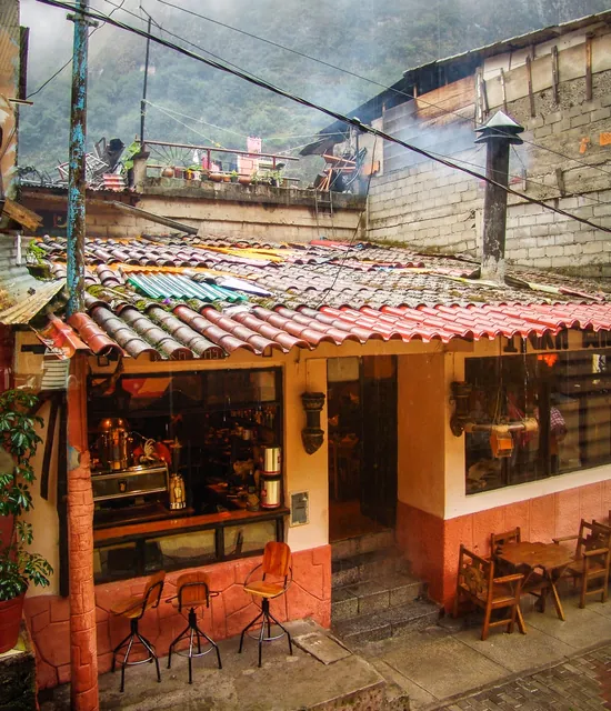 A quaint little coffee shop in the nearby town of Aguas Calientes where we stayed for the night