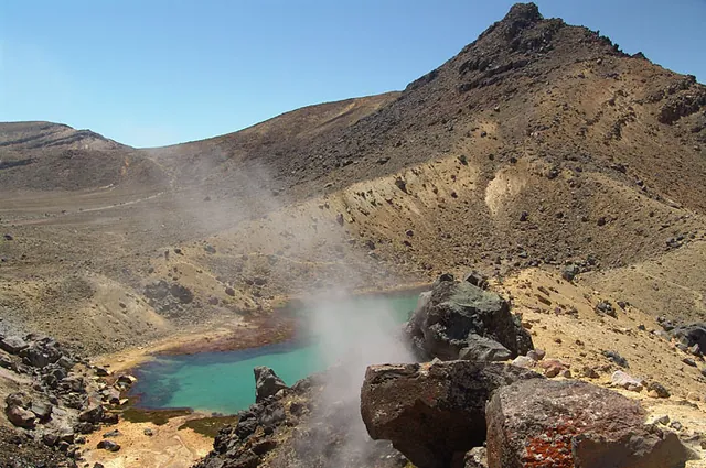 A steam vent above the lower Emerald Lake