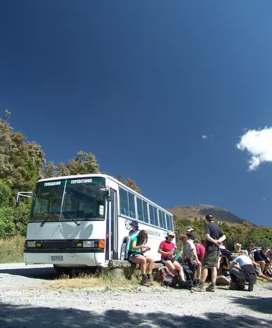 Finally we reach Ketetahi car park - we missed the early bus by ten minutes ... eakage!