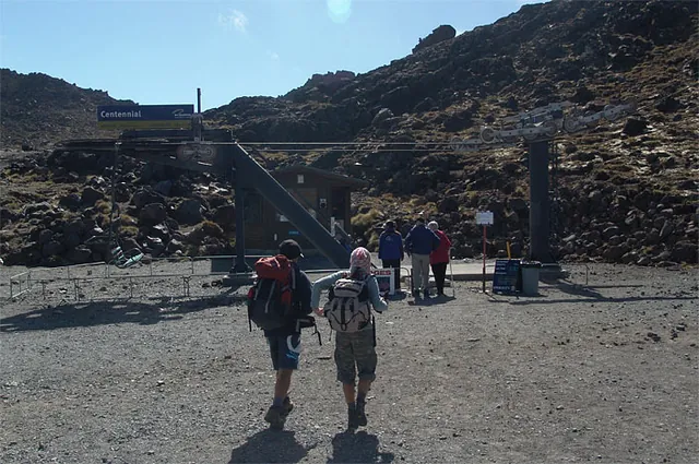 Taking the ski lift from the Whakapapa Ski Area