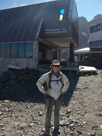We reach the top of the lift - now time to push those weary legs to the crater lake