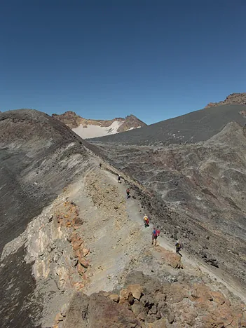 Looking down on the final path to the summit craters