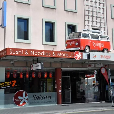 Looks like some surf dude mistakenly parked his VW on top of this shop?