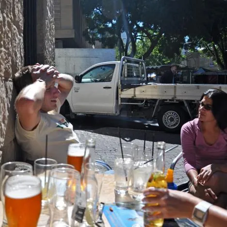 In this sun-trap with the beers flowing, it became difficult to get up again