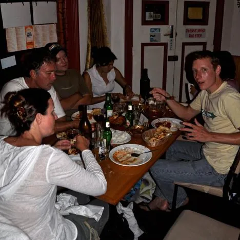The boys have all got beer/curry sweats!