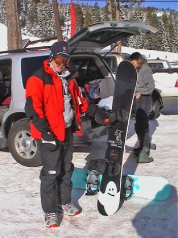 Stu showing off his new Burton Ghost board