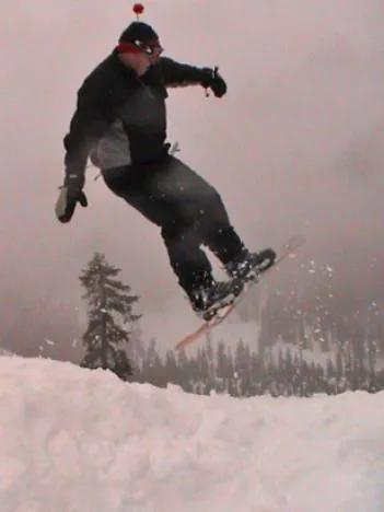 One of Andy's experimental jumps (Note: that bobble hat has to go if he wants future pics to look 'rad')
