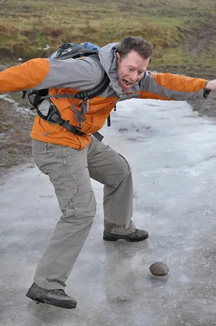 Awesome sliding fun to be had - big boots make for good ice skates