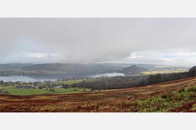 Panorama view of the western end of the lake at Pooley Bridge