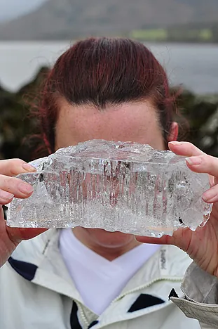 Blocks of ice washed up in the small bays