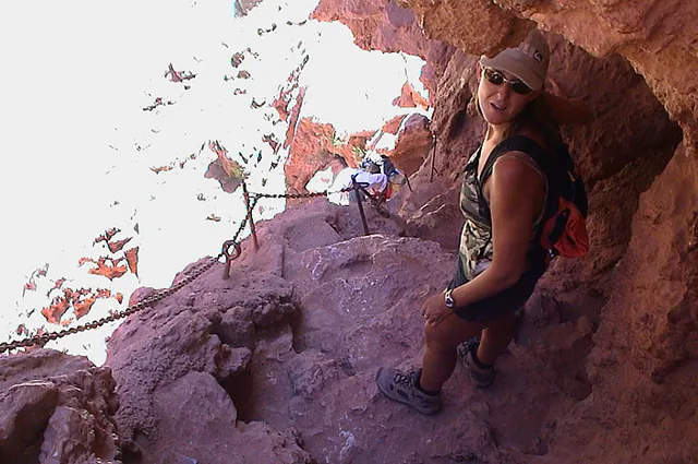 There was no talking to Gill on this bit with her fear of heights
