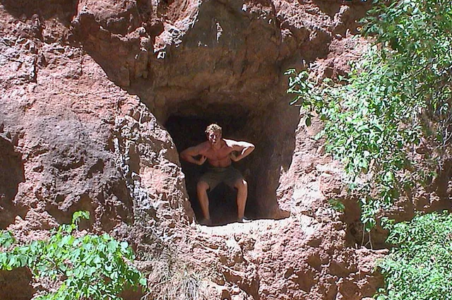 We sight an example of a prehistoric cave dweller high in the rocks