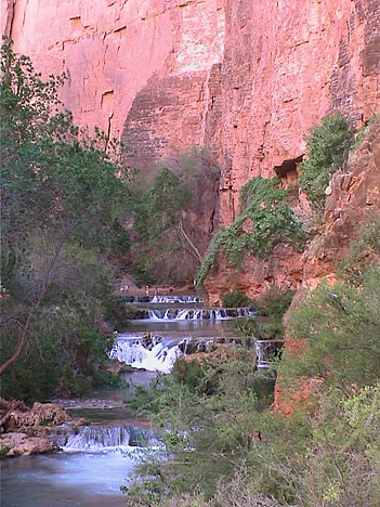 Heading back at sunset, the sandstone glows a deep red