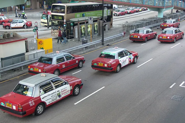 The Hong Kong taxi icon - the red Toyota Comfort
