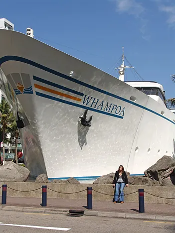Erm, not at port but this large ship is in fact a shopping mall in the middle of town?!?