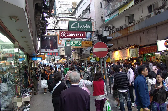 The crowded streets of Mongkok on a Saturday - shopping central
