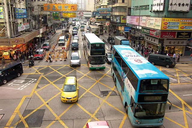 Busy Kowloon street traffic
