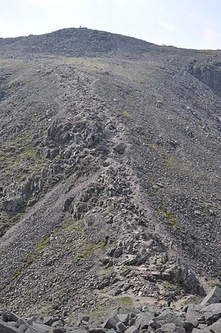 Looking back at the main route up to the summit cairn. Some hikers must cry at this point