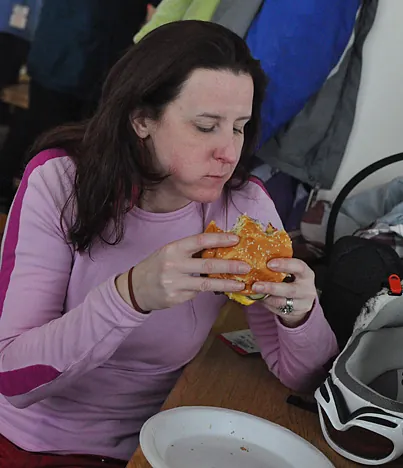The burgers were top notch in the mountain lodge