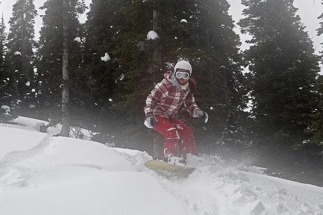 Gill in absolute powder heaven in Cobabe Canyon
