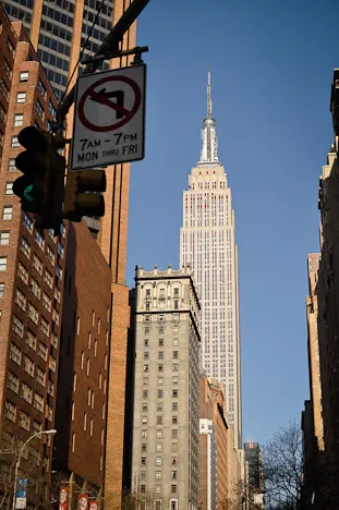 The mighty Empire State Building bathed in morning sunshine
