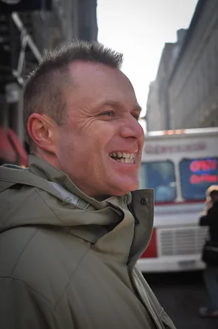 Neil happy to be surrounded by food