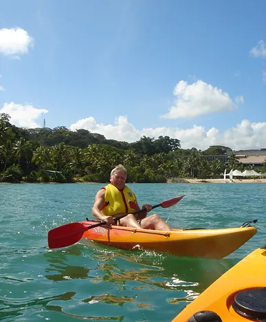 Mr Mike enjoying the paddling, but would have preferred an outboard motor option
