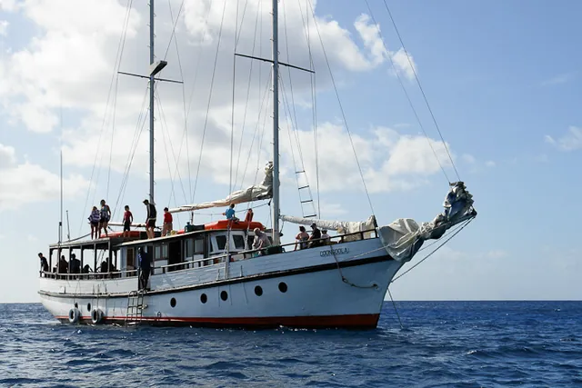 The Coongoola is a 75 foot ketch once used as the radio relay ship for the Sydney to Hobart yacht race
