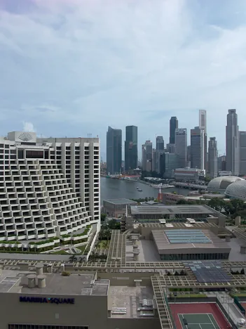 The balcony view from our hotel, the Pan Pacific Marina Hotel