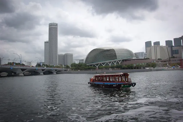 Singapore Marina Bay with the unusual Esplanade Theatre behind